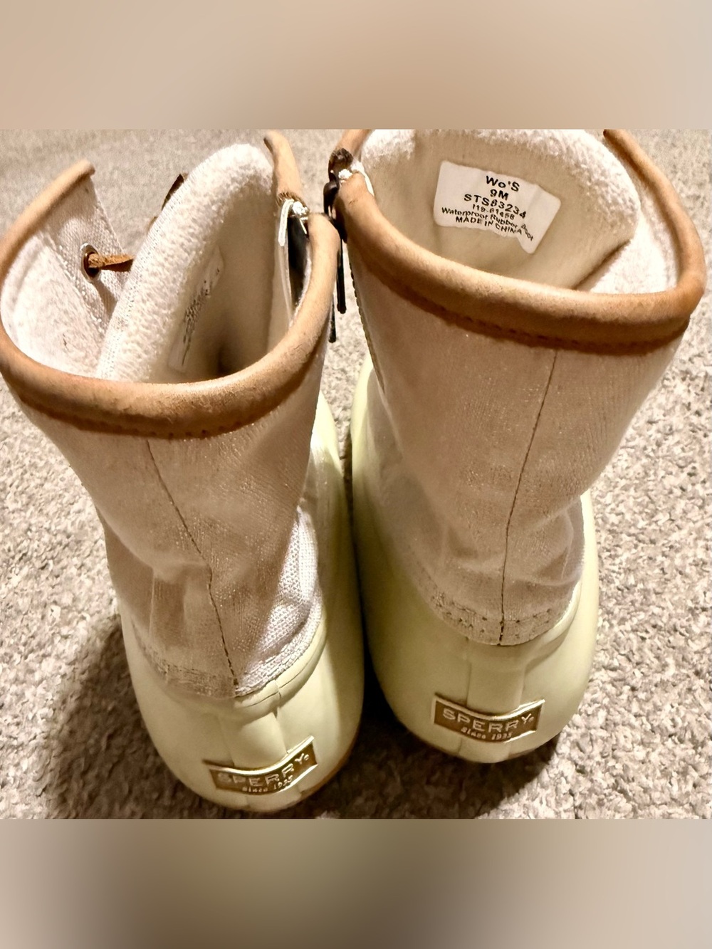 Sperry Top-Sider Cream and Tan Waterproof Rubber Duck Boots - Picture 5 of 11
